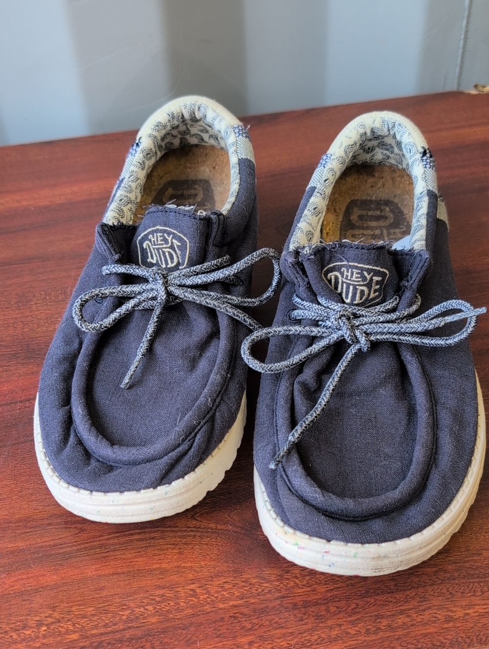 Hey Dude (US-11) Kids Navy Canvas Lace-Up Sneakers with White Soles